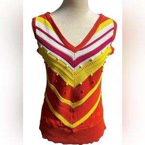 Adrienne Vittadini Multicolor Knit Vest